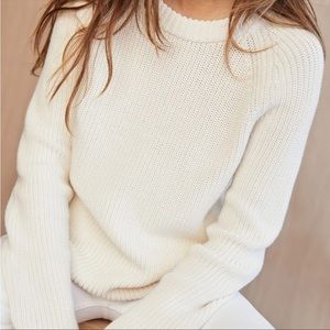 Jenni Kayne Cotton Fisherman Sweater Ivory Size Medium